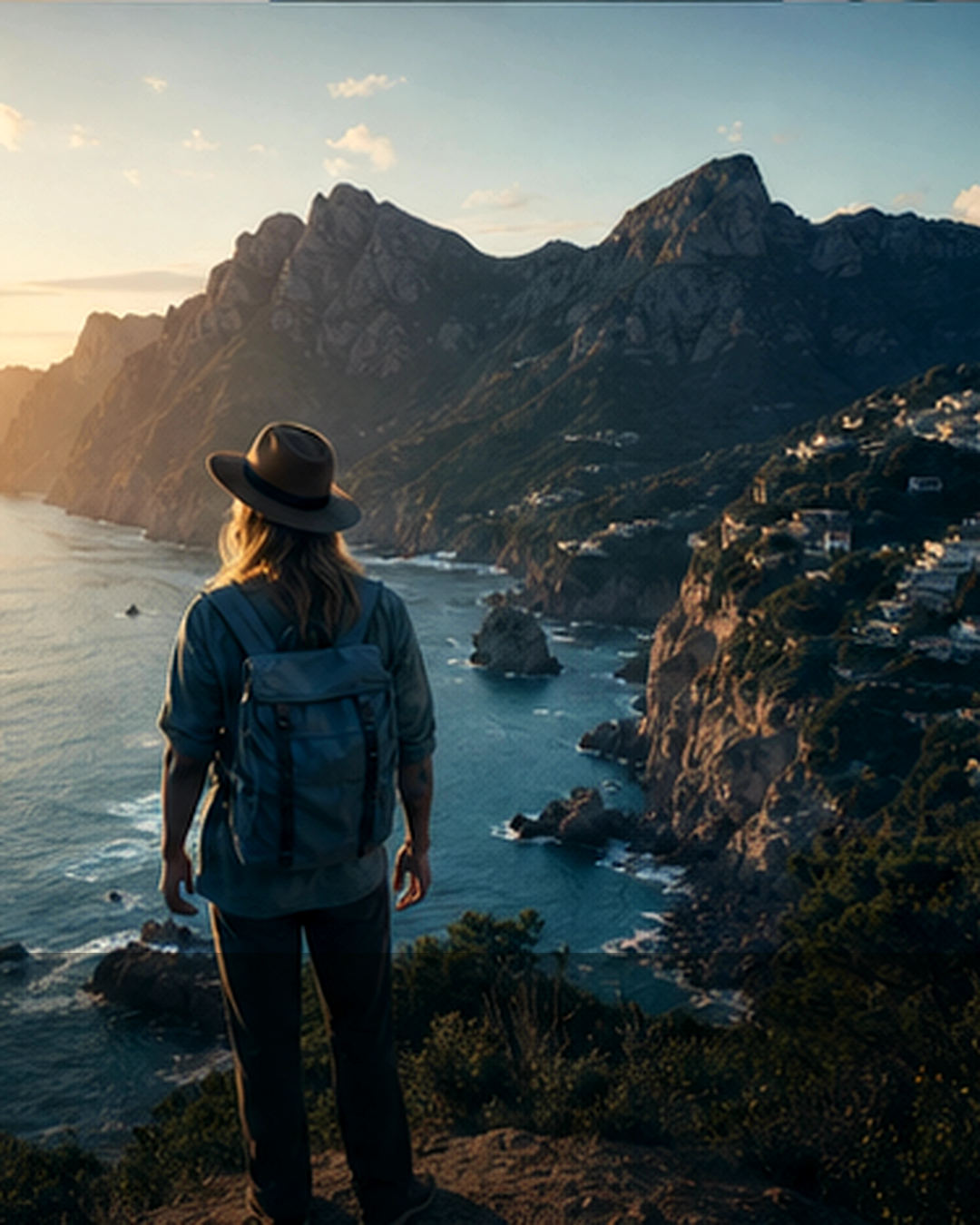 Cinematic coastal travel story art direction